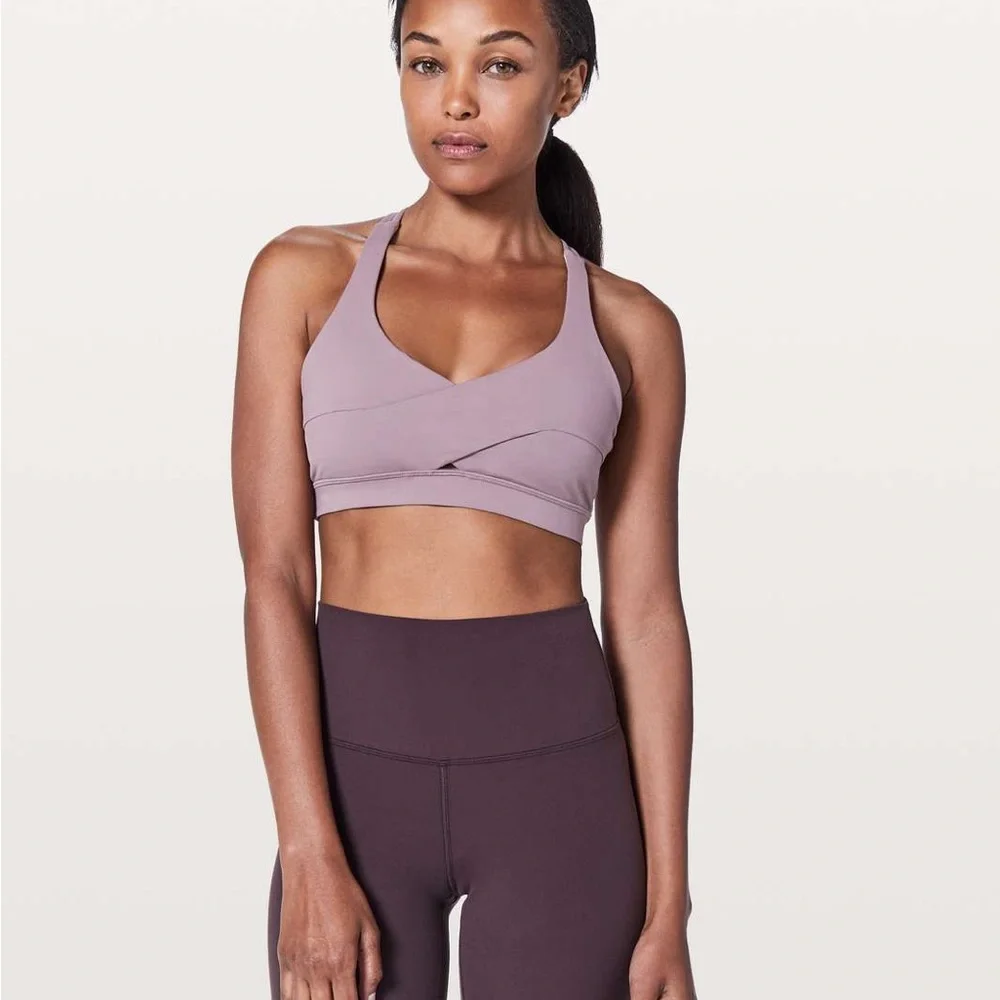 Lululemon Energy Bra Wrap Dusty Mauve Sz 6 Medium Support B-D Cup